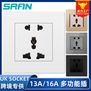 British standard multi-five-hole socket panel 86 concealed wall black switch socket switch socket 5-hole British type