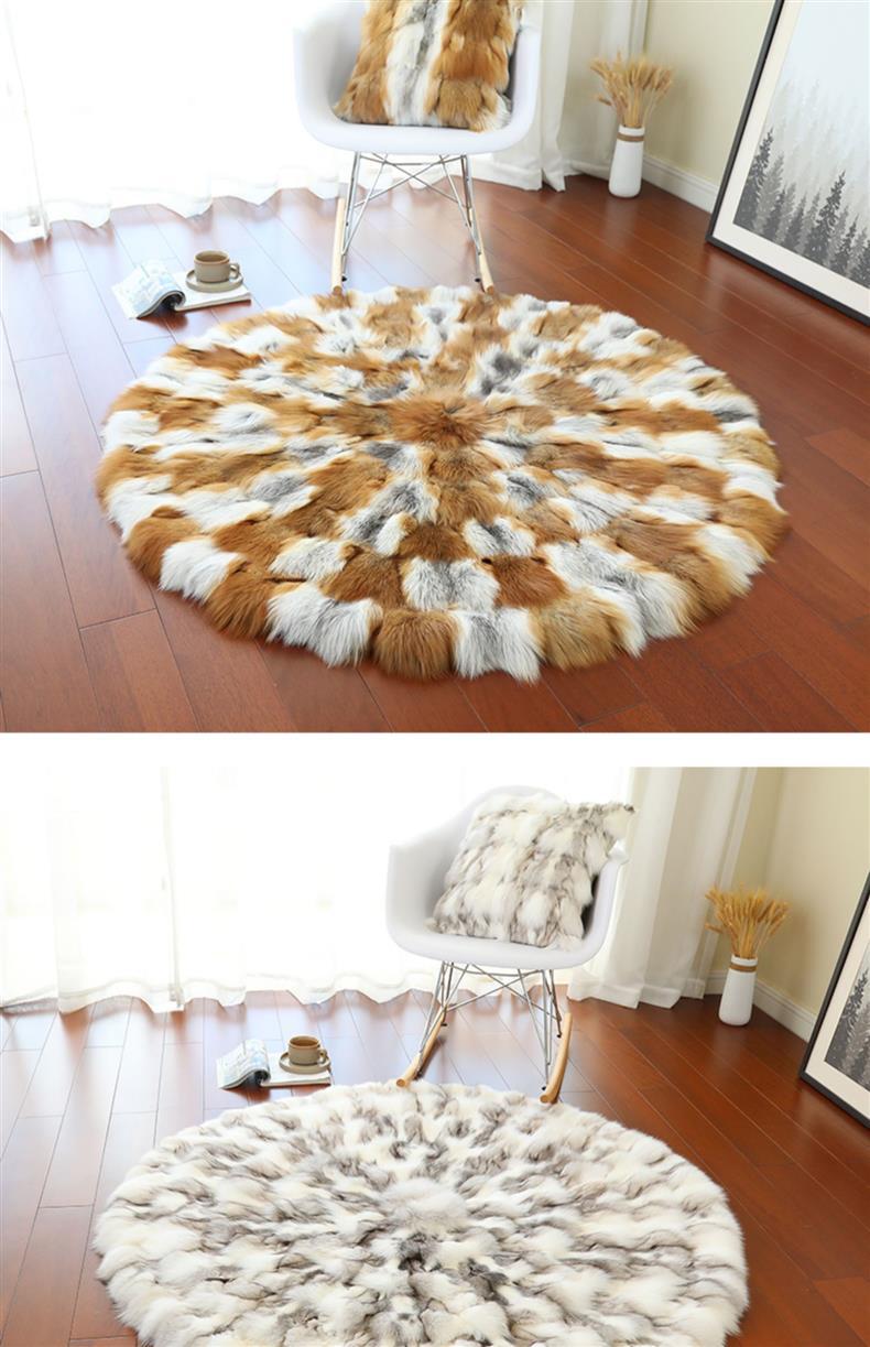 American Luxury Fox Fur Carpet Round Nordic Light Luxury Fur Villa Model Room Decoration Living Room Bedroom Carpet