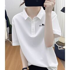 欧货白色短袖t恤女2025新款夏季翻领宽松时尚简约休闲上衣打底衫