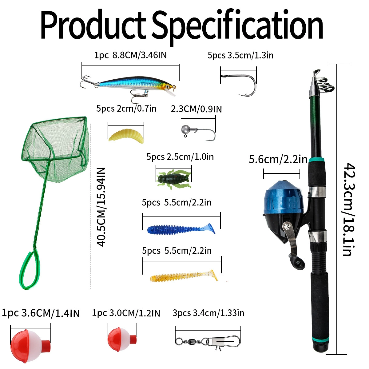 Carrete integrado del kit de pesca infantil