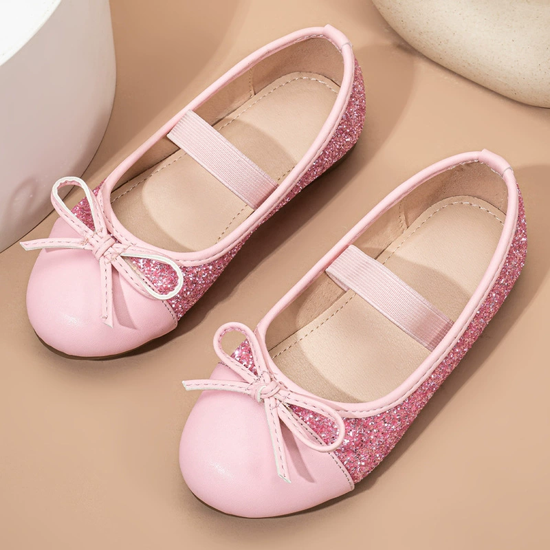 Детская кожаная обувь с мелким ртом кроссовки принцессы 2025 лето новая корейская плоская танцевальная обувь