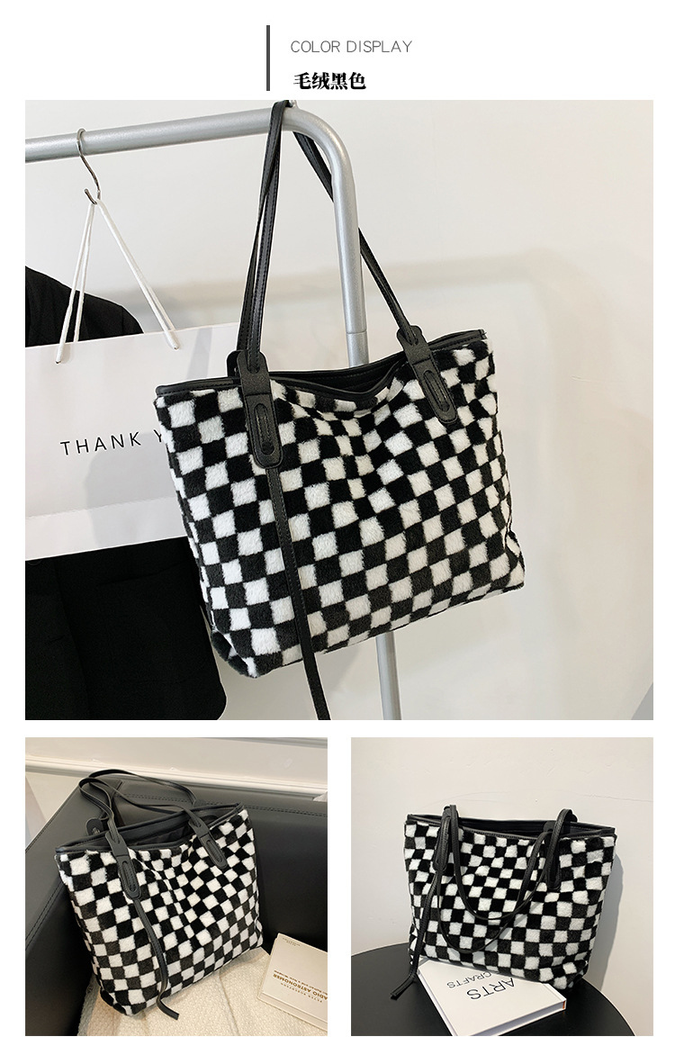 Fashion shoulder womens bag handbag Korean largecapacity checkerboard bag wholesalepicture11