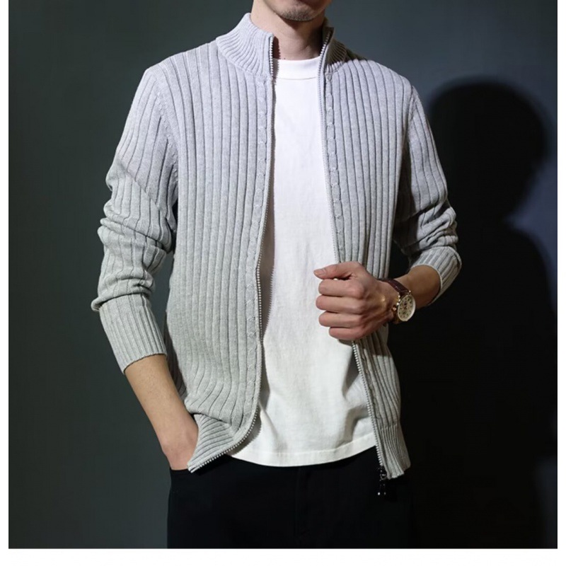 Chaqueta tipo cárdigan de punto para hombre, capa exterior gruesa, suéter holgado informal de tendencia_voghion.com