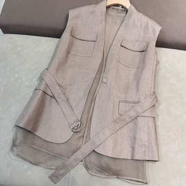 2025夏季新款小众轻奢洋气灰色西装上衣韩版时尚休闲西装马甲