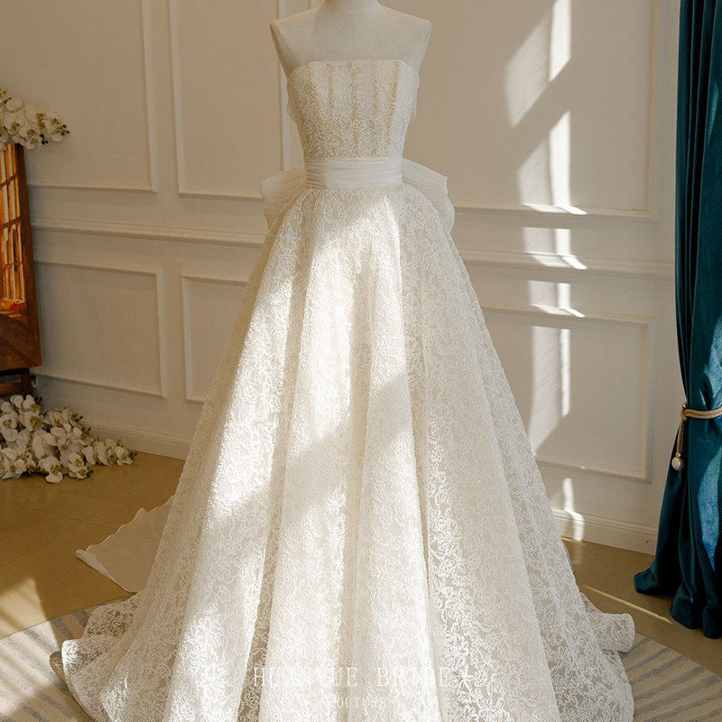 French-Style Lace Main Gown, Ultra-Fairy and Dreamy, 2026 New Model, Strapless Bridal Gown, Light Wedding Dress for Going Out, Reception Dress with a High-End Feel