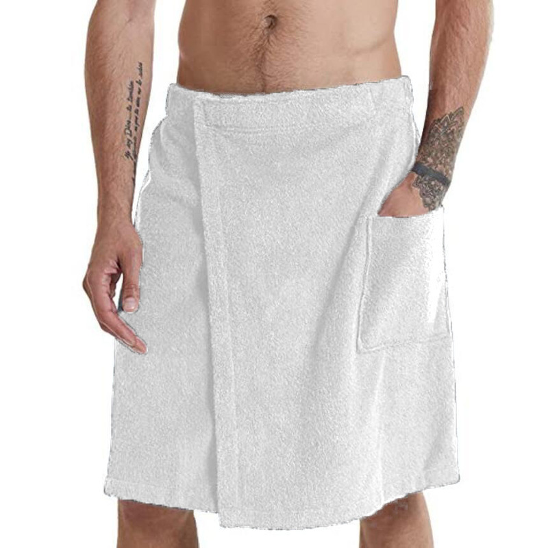 European and American 2024 New Solid Color Beach Towel Men's Wearable Bath Towel Bathhouse Shower Room Bathrobe with Pocket Bath Towel