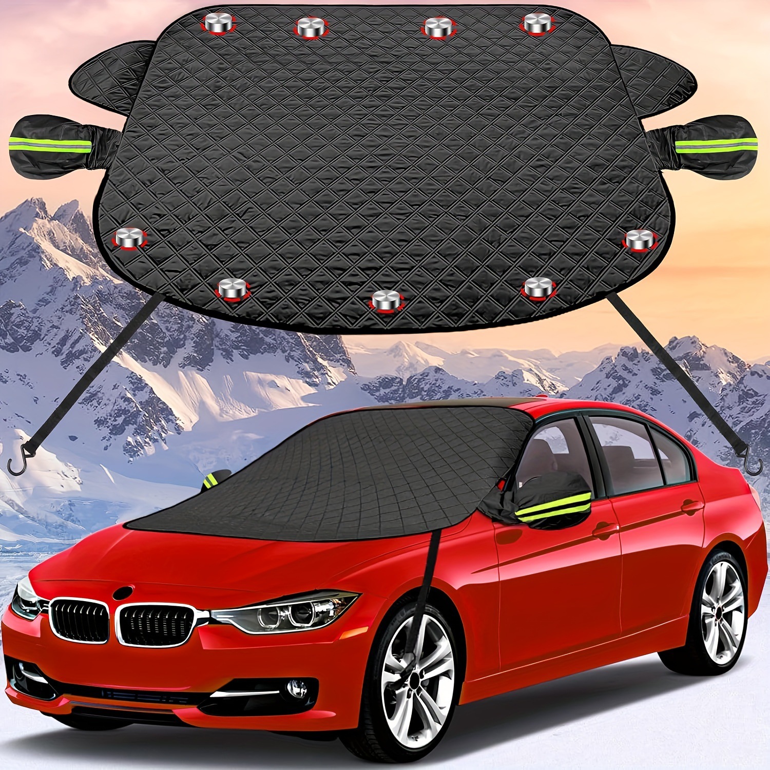 Front Car Snow Shield Winter 9 Magnet Snow Shield Car Enlarged and Thickeneded Windproof Snow Cover Car Cover to Cover Snow and Keep Warm
