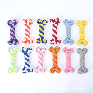 Pet Dog Toys Cotton Rope Bones Dog Tooth Cleaning Rope Knot Bite-Resistant Toys Cross-Border Hot Selling Dog Toys Manufacturer Wholesale