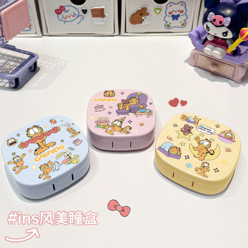 隐形眼镜盒女新款创意卡通便携双联伴侣盒美瞳盒护理收纳盒带镜子