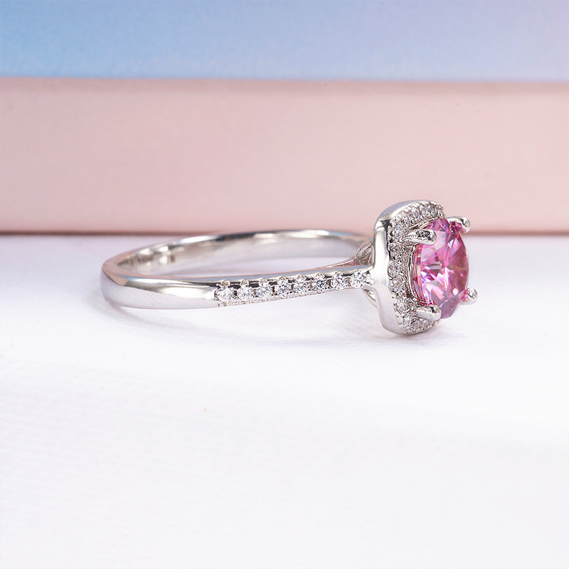 Transfronterizo 1 quilate de anillo de diamante de mosaico conjunto de pernos de orejas transfronterizos venta caliente rosa persiana joyas de piedra de mosaico