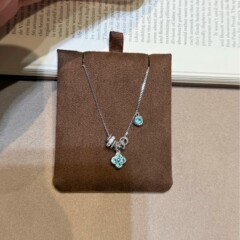 s925纯银跑环四叶草项链项链女高碳钻帕拉伊巴小众设计轻奢高级感
