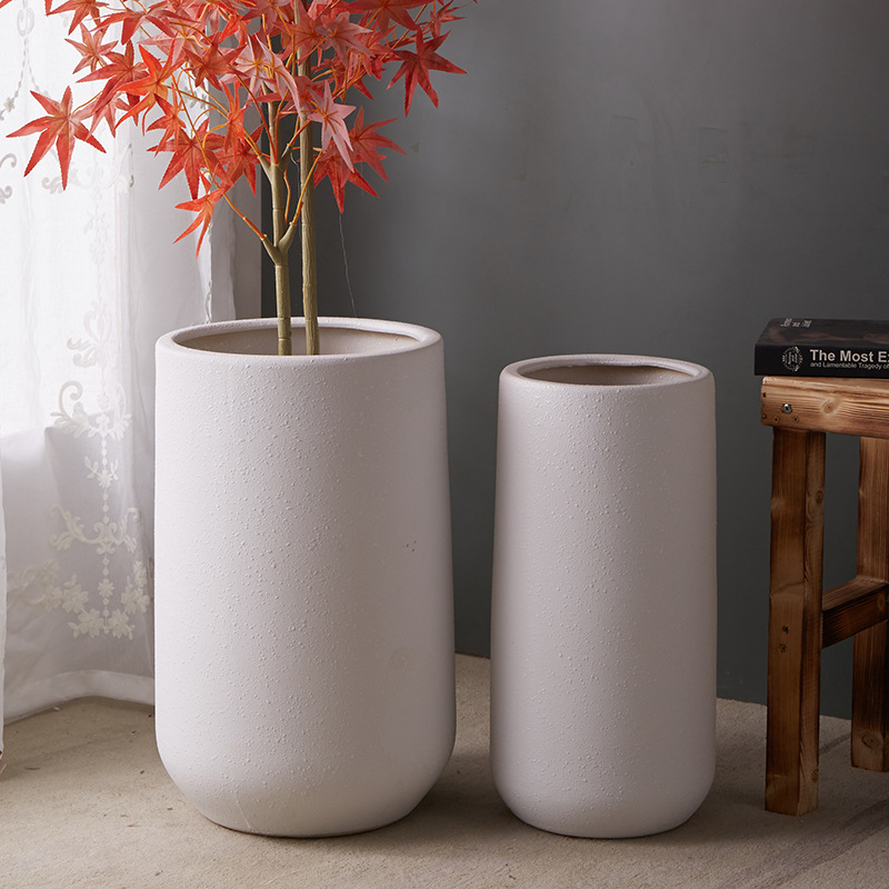 Maceta de cerámica de estilo nuevo simple, de gran diámetro, alta profundidad, transpirable, extra grande, plantas verdes en macetas para interiores y exteriores, flores prácticas