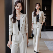 高级感短款西装外套女春夏2024新款小个子气质通勤职业正装两件套