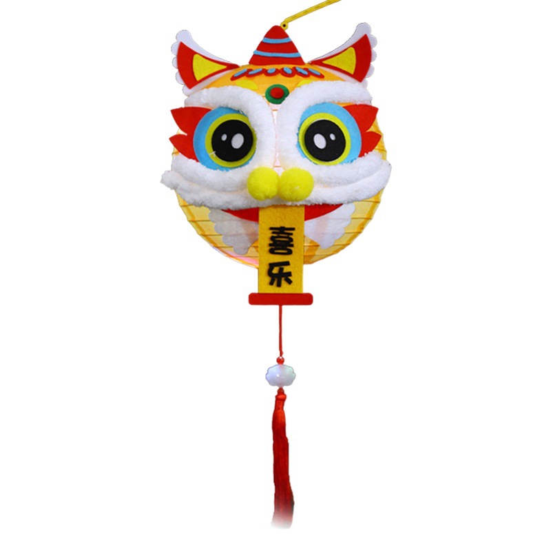 Dragón de Año Nuevo linterna de dibujos animados linterna hecha a mano material de bricolaje Paquete de Kindergarten niños portátil linterna Luminosa