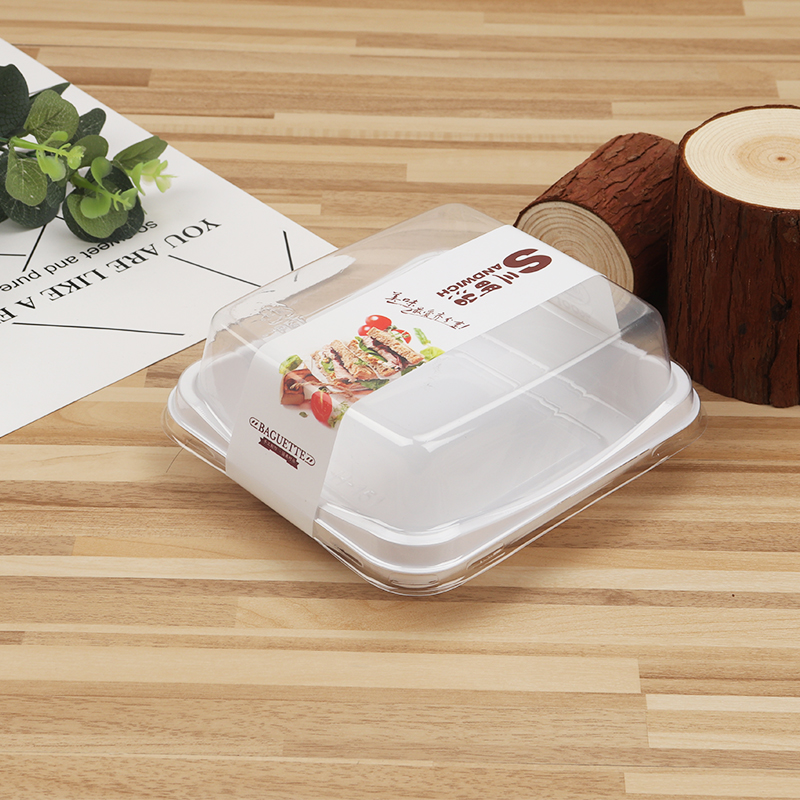 Caja de estilo cuadrado + pegatinas de sándwich blancas 50 juegos - caja de sándwich