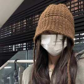 美拉德风针织渔夫帽秋冬百搭渔夫帽子女韩系保暖护耳毛线织帽