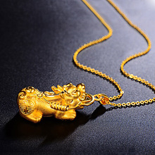 越南沙金时尚流行男女士项链金钱貔貅吊坠铜24k色镀金首饰品批发
