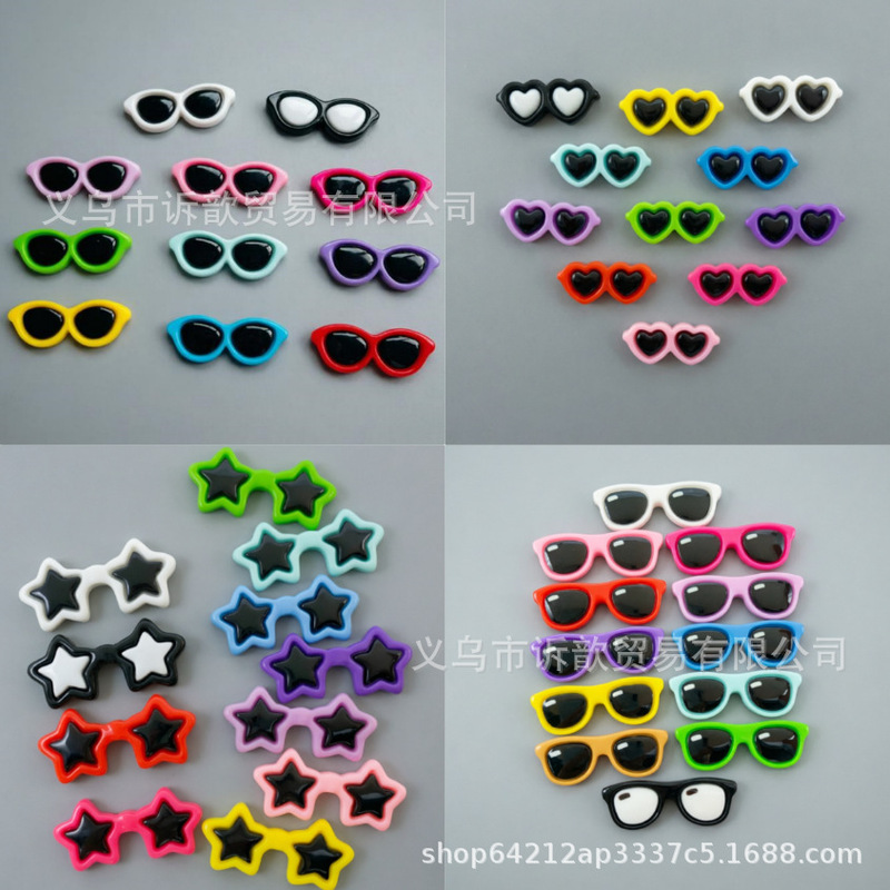 Colorful resin heart, five-pointed star, oval glasses, cream glue DIY materials, doll star accessories, decorative materials Colorful resin heart, five-pointed star, oval glasses, cream glue DIY materials, doll star accessories, decorative materials