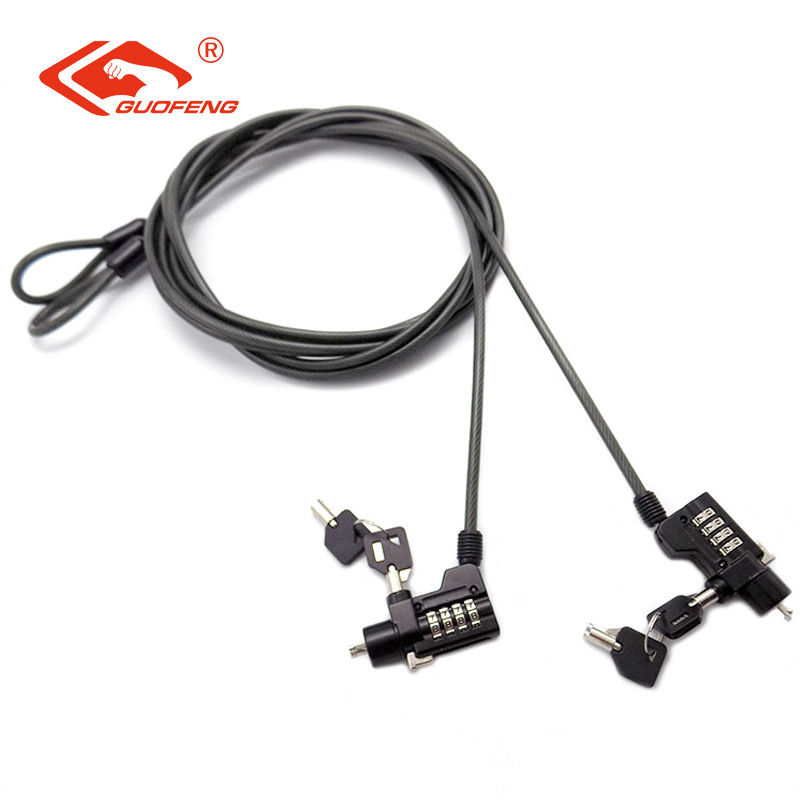 Candado antirrobo para portátil tipo cable de acero con llave, candado para llavero, candado mecánico de combinación de 4 dígitos, suministro directo de fábrica