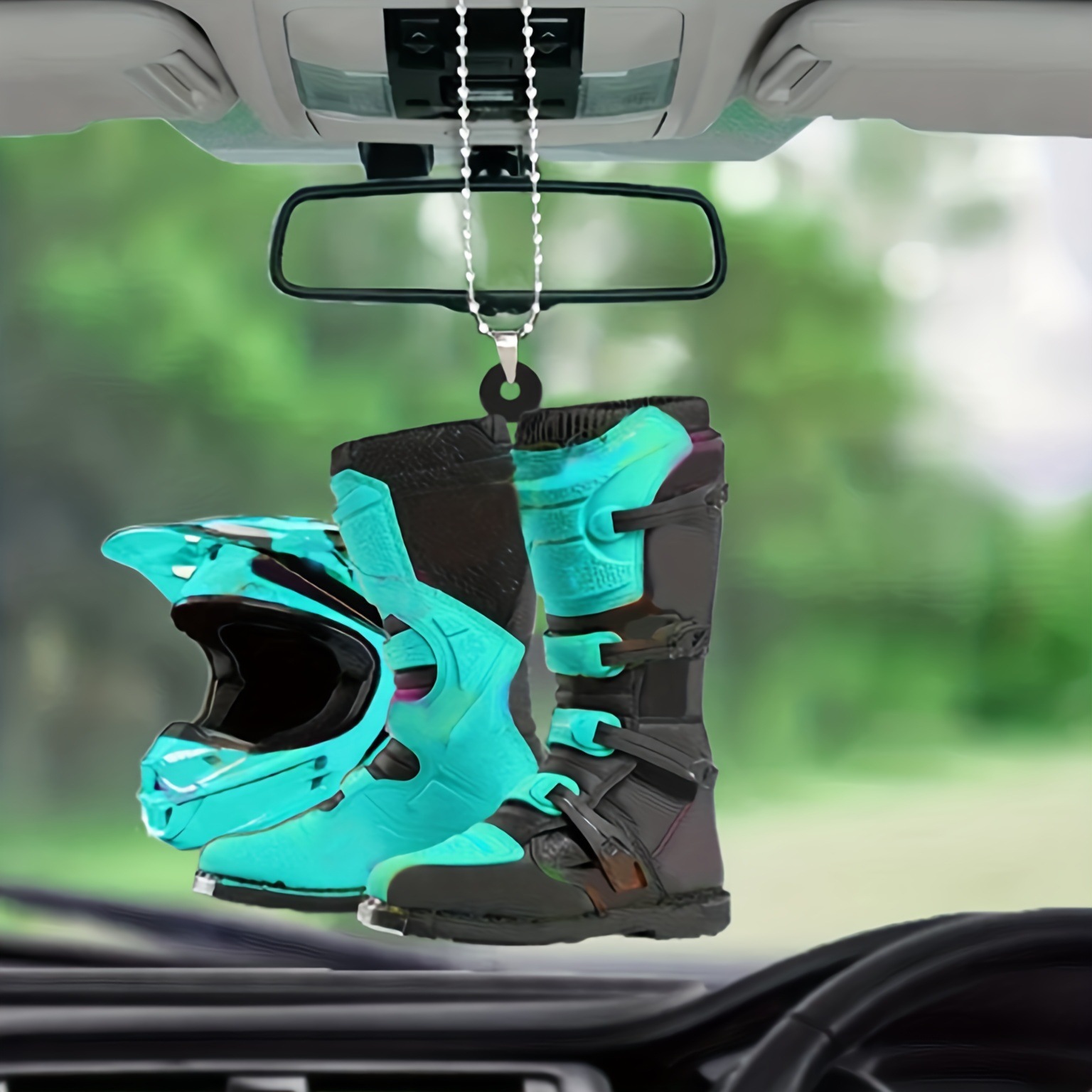 24 años de nuevo casco creativo botas de rally acrílico colgante plano espejo retrovisor de automóvil colgante de Navidad