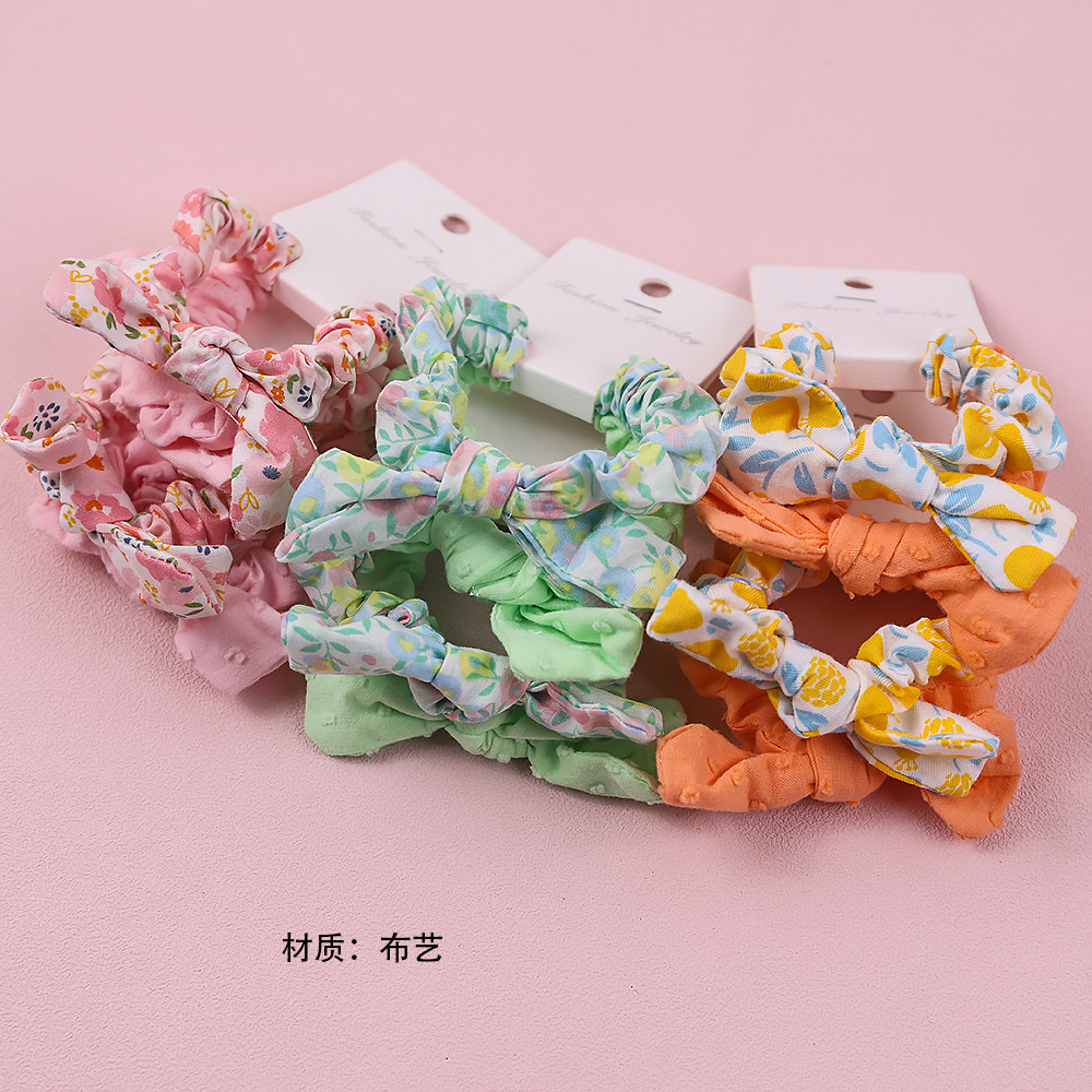 Banda para el cabello para niños de estilo coreano arco dulce cuerda para el cabello cubierta de cuero cuerda para la cabeza de la niña banda de goma banda para el cabello intestino grueso Accesorios para el cabello corbata de lazo