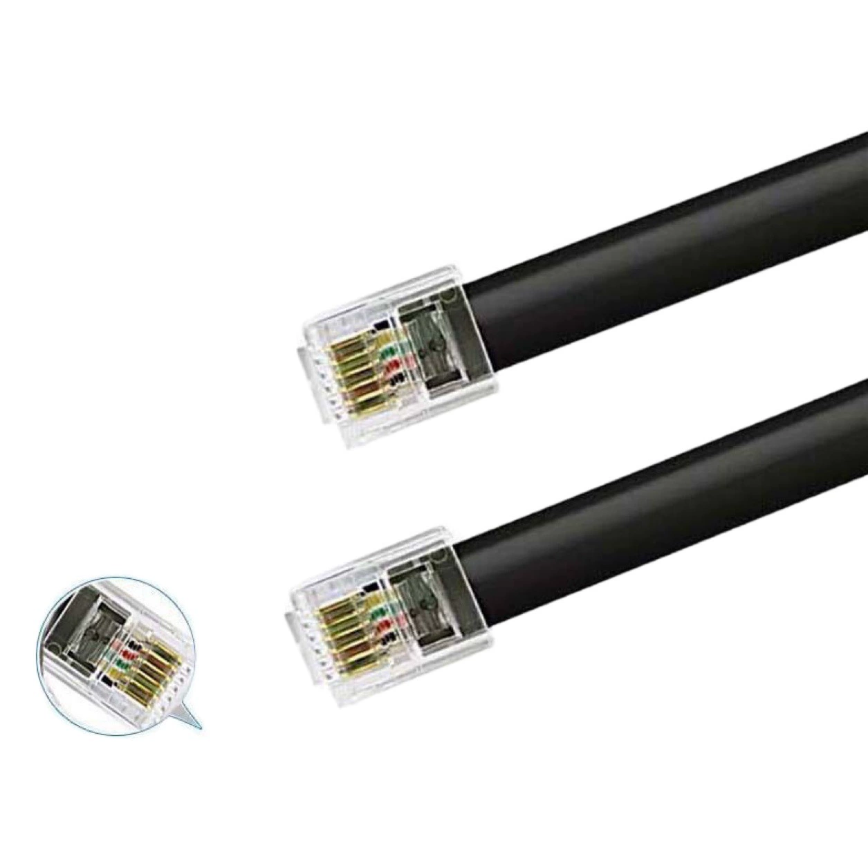 6-ядерный телефонный кривая шестиядерный 6P6C Хрустальная головка пружинный провод для рации 3 метра Чистая медь Черный