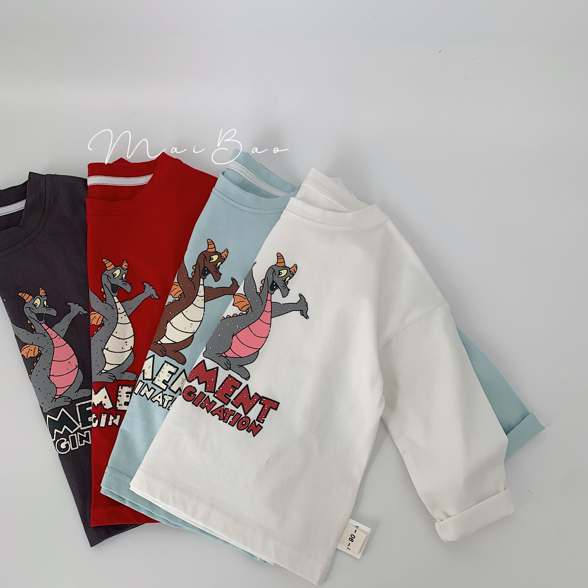 Maibao camiseta para niños 2024 ropa para niños nueva primavera de dibujos animados impreso bottoming camisa niños y niñas casual Top moda