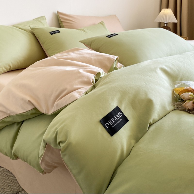 Luz de lujo alto algodón de lana larga cuatro piezas de sábanas de algodón cubierta de colcha de algodón dormitorio individual tres piezas de ropa de cama