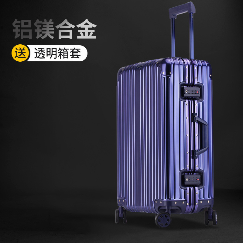 Caja de contraseña de aleación de aluminio y magnesio para mujer, maleta con ruedas universales para hombre, maleta de 20 pulgadas, maleta, caja de aluminio