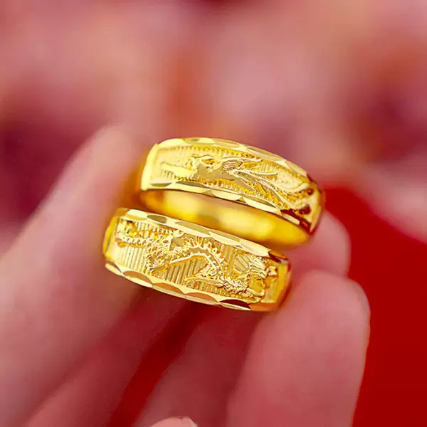 Dragon and Phoenix Ring Vietnam Sand Gold Couple Ring Wholesale Jewelry Gold Plated Dragon and Phoenix Couple Ring Trinkets