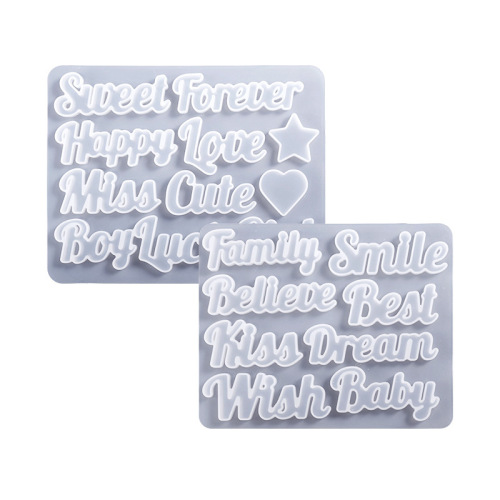 11-piece resin molds featuring English letters and numbers, with holes for pendants, earrings, and other accessories, made of silicone