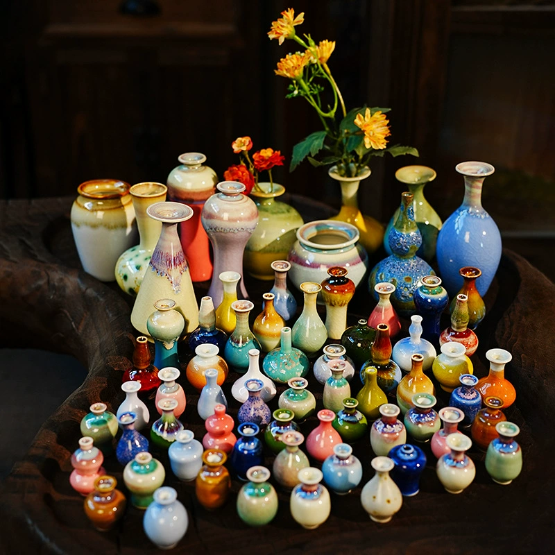 Пепечная мини-ваза из керамических сушеных цветов декоративные детали в живописной местности Цзиндэчжэнь