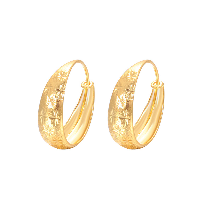 Xuping Europa y los Estados Unidos transfronterizos aretes de flores de aleación de cobre chapado 24k color círculo geométrico imitación de oro ligero lujo temperamento auriculares