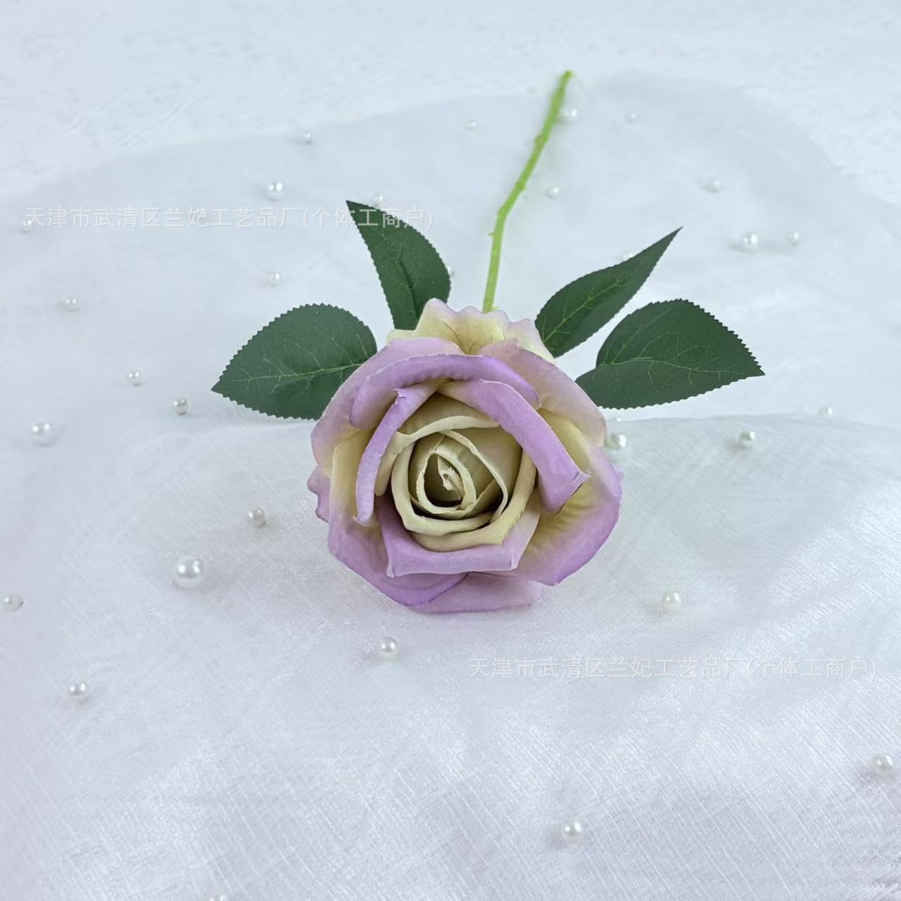 Simulación de tela de terciopelo pequeña crema rosa flor artificial única flor de boda hogar decoración del auditorio ramo de flores accesorios de fotografía