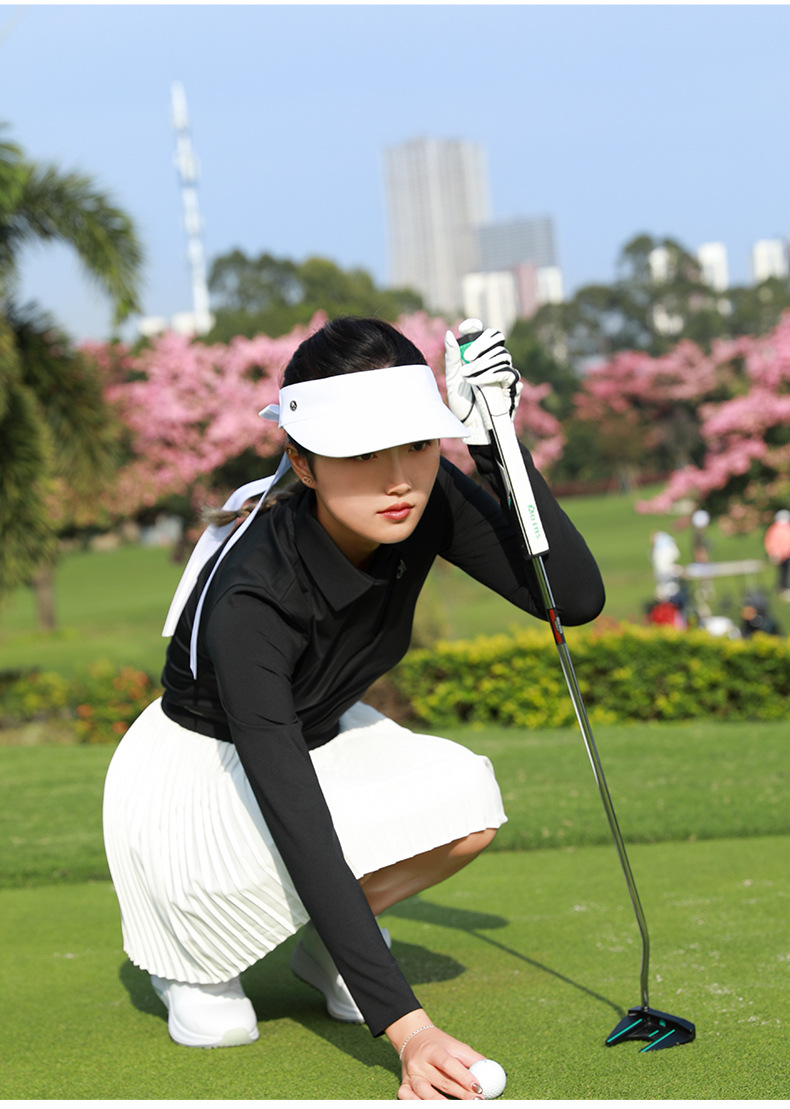 Áo thun dài tay golf nữ đàn hồi cao thoải mái — YF739 [vừa vặn liền mạch/thoải mái đàn hồi cao] áo màu đen, YF739 [vừa vặn liền mạch/thoải mái đàn hồi cao] áo màu trắng, YF739 [vừa vặn liền mạch/thoải mái đàn hồi cao] áo màu xanh nhạt chi tiết 8