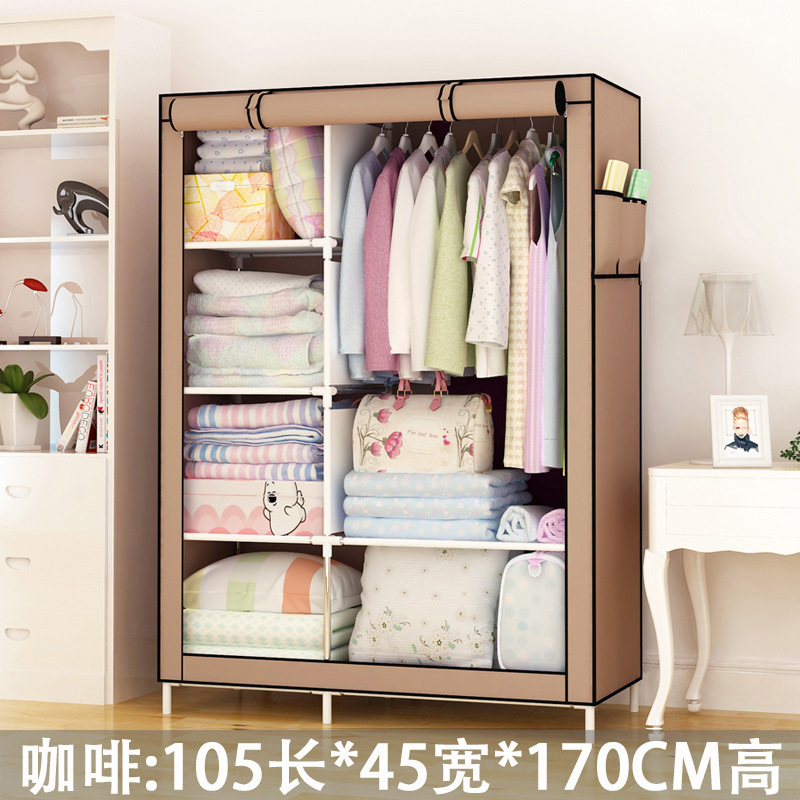 Combinación de armario simple transfronterizo Armario no tejido Cuatro cremalleras Armario de almacenamiento prolongado Fabricante de armario de dormitorio reforzado