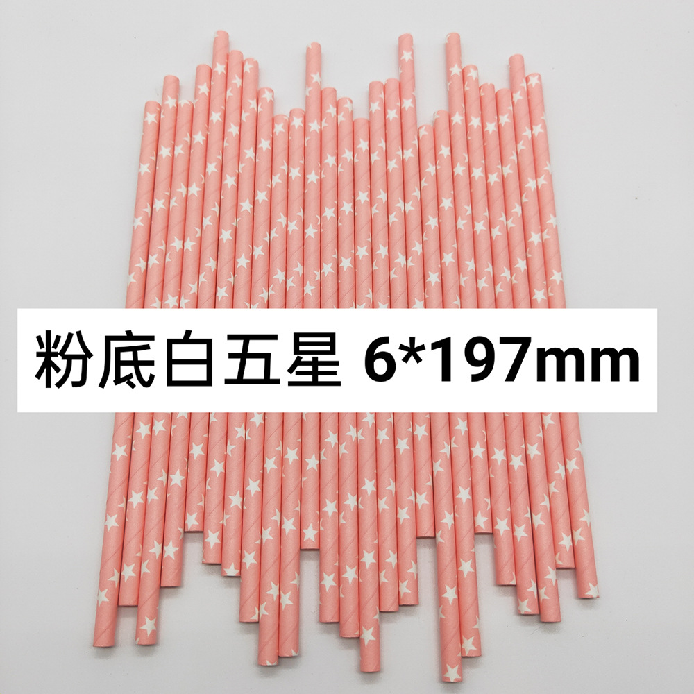 Combinación de color rosa paja de papel desechable degradable papel Kraft bar fiesta postre pastel decoración tubo de beber tubo recto