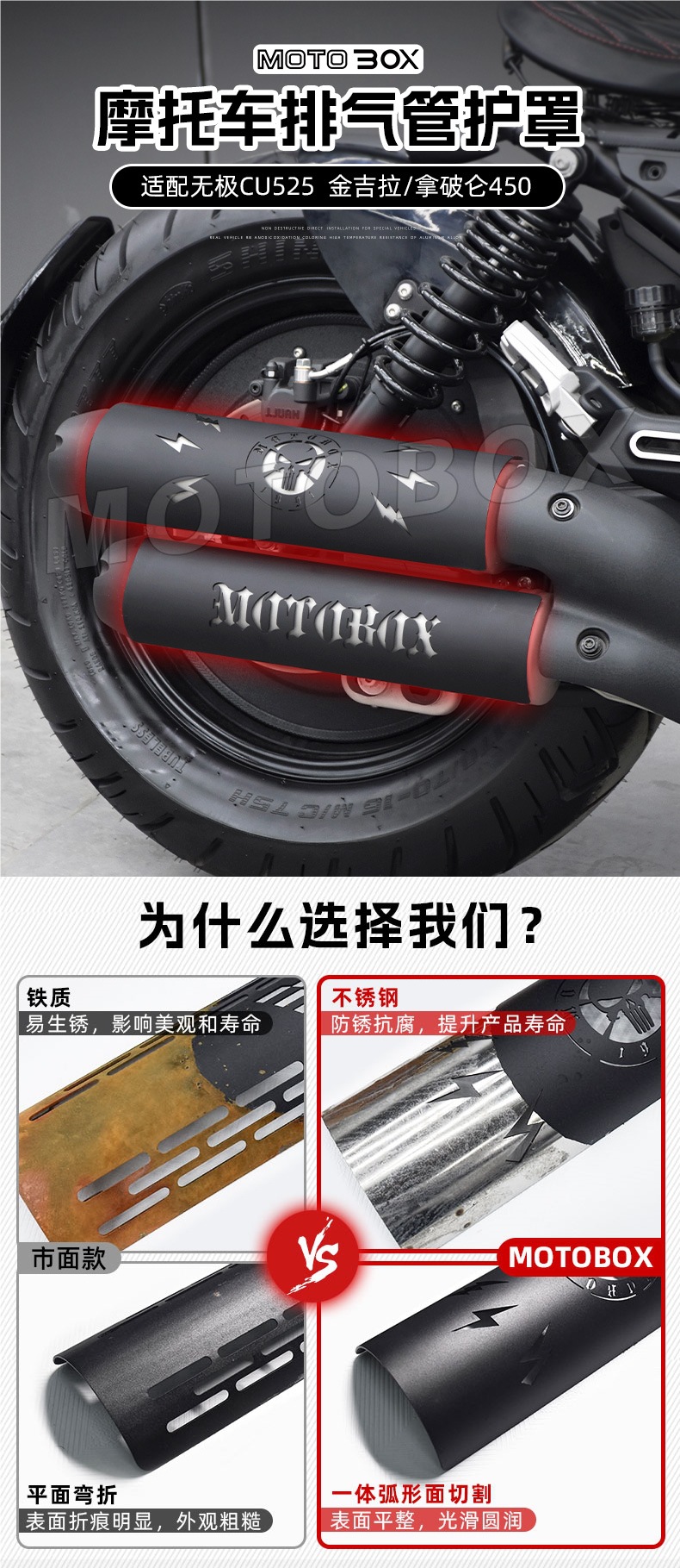 Wuji Cu250/525/625 Chinchilla Napoleon 450 Exhaust Pipe Anti-Scalding Cover Black Protective Cover Modification Parts