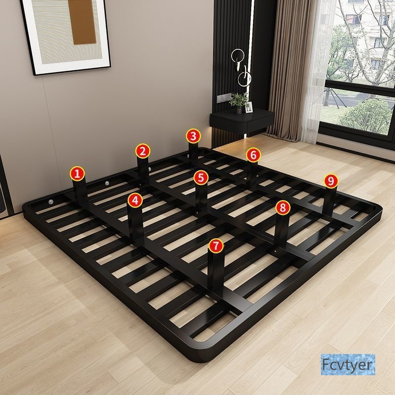 Simple Apartment Master Bedroom Double Bed Frame Suspended Iron Bed Headboard Rental House Adult