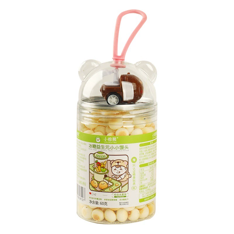 Гонконгский Маленький коричневый медведь игрушка горшок кристаллический сахар пребиотик маленький хлеб на пару 4 вкуса доступны 60 г маленький яичный хрустящий хруст с игрушкой 3C