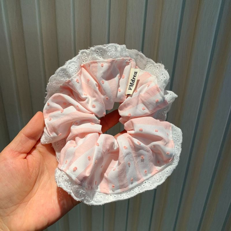 甜美韩系发圈发饰芭蕾风波点双层蕾丝花边大肠发圈温柔发绳头饰女|undefined
