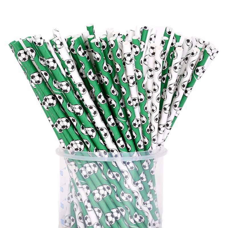 Cruz-frontera nueva combinación de paja de papel desechable degradable de paja de fútbol paja partido decoración M014