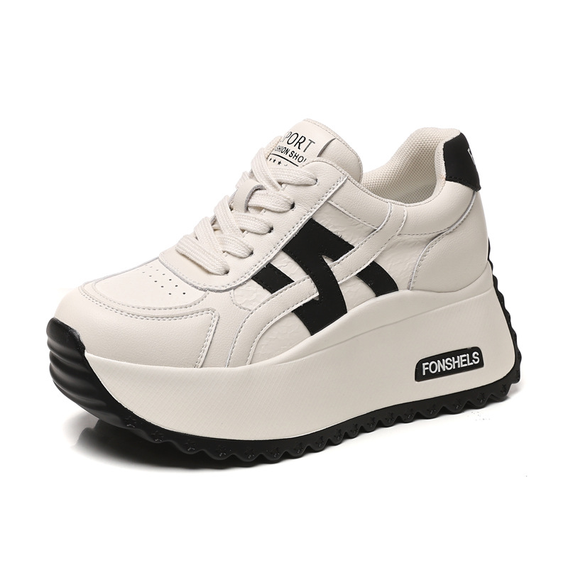 Giày sneaker nữ đế dày tăng chiều cao phong cách Đức Huấn — Cơm trắng mơ