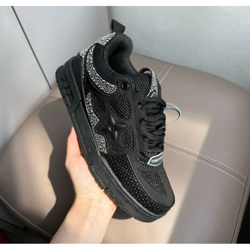 Nuevos zapatos deportivos de alto lujo de red negra L Clover Europa para hombres y mujeres zapatos de altura de suela gruesa zapatos de pan V