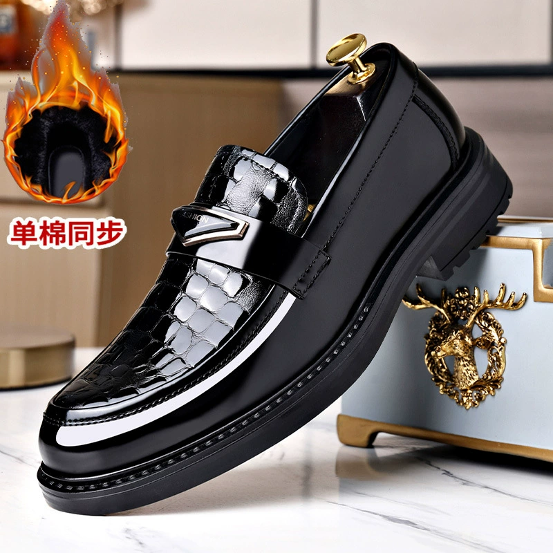 Di Luo Shark Осенняя Новая модная брендовая мужская обувь из натуральной кожи, универсальная деловая официальная одежда с круглым носком, повседневная черная кожаная обувь для мужчин