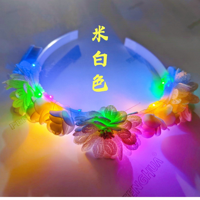 Nuevos niños luminosos, dulces y encantadores, diademas de flores de simulación transfronterizas europeas y americanas, venta caliente de puestos cuadrados de conciertos