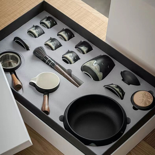 Kung Fu tea set for home simple complete set of office ceramic teapot teacup dry tea tray light luxury gift box