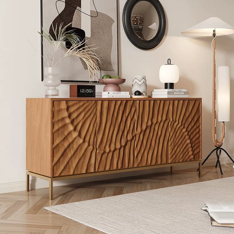 Medieval Style Solid Wood Carved Sideboard Home Wall Storage Decorative Cabinet Light Luxury Style Designer Storage Entrance Cabinet