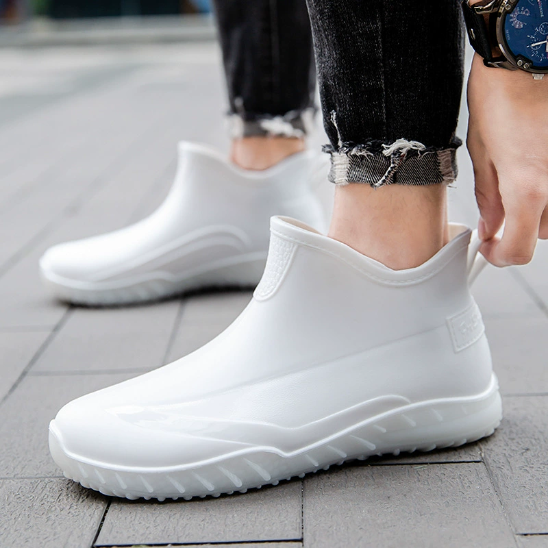 Модные белые резиновые сапоги, мужские рабочие на пищевой фабрике, женские резиновые сапоги, нескользящая Водонепроницаемая износостойкая кухонная рабочая обувь, пара