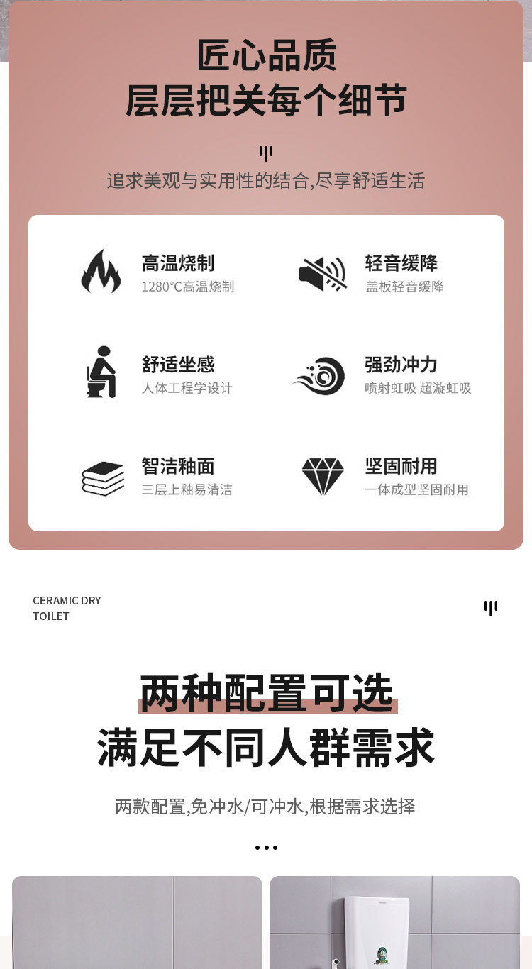 Rural toilet renovation: Dual-purpose dry toilet, ceramic no-flush straight-through squat toilet to sitting toilet, elderly toilet details Picture
